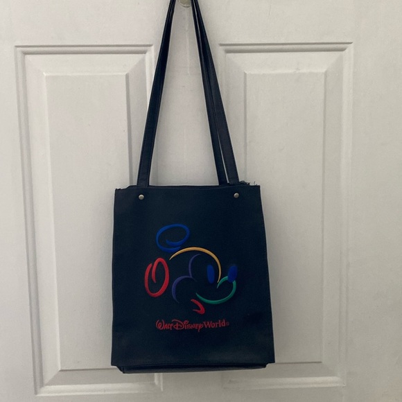 VTG 90’s Mickey Mouse Walt Disney World Embroidered Black Tote Shoulder Bag - Picture 2 of 9